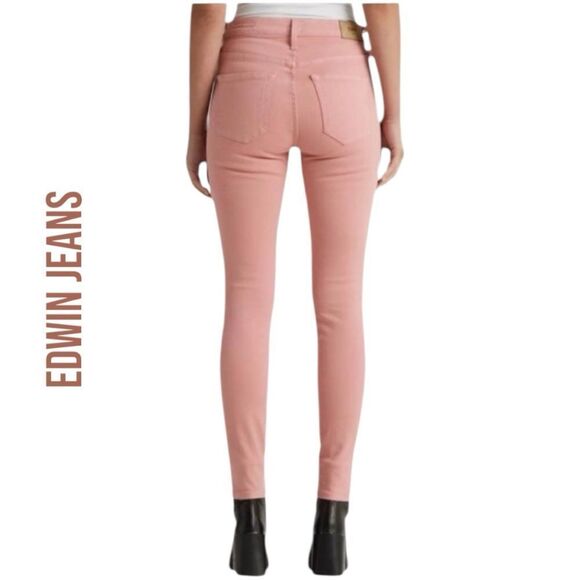EDWIN ANTHROPOLOGIE Women’s Pixie 9” Jeans in the Size 25 in Petal Pink Color - Picture 4 of 9